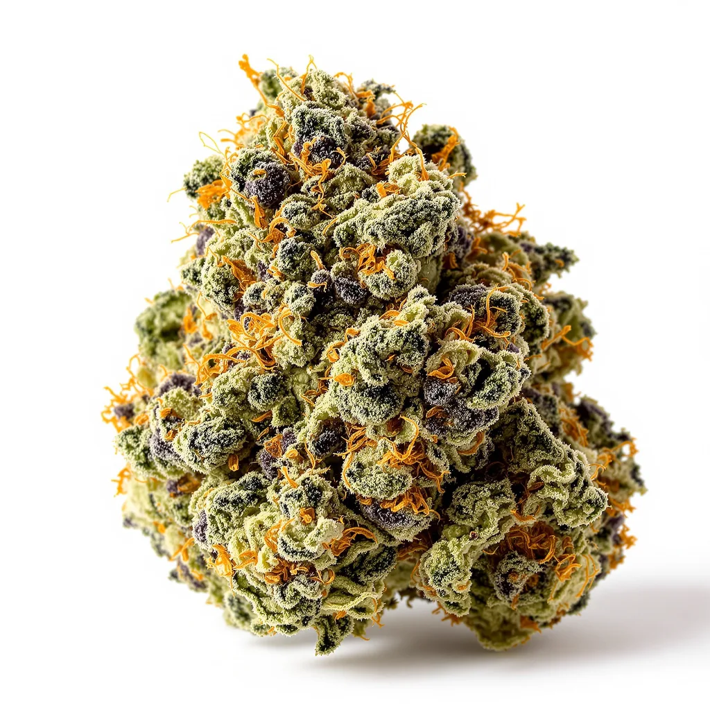 24k Gold 43% indica / 57% sativa flower with visible trichomes