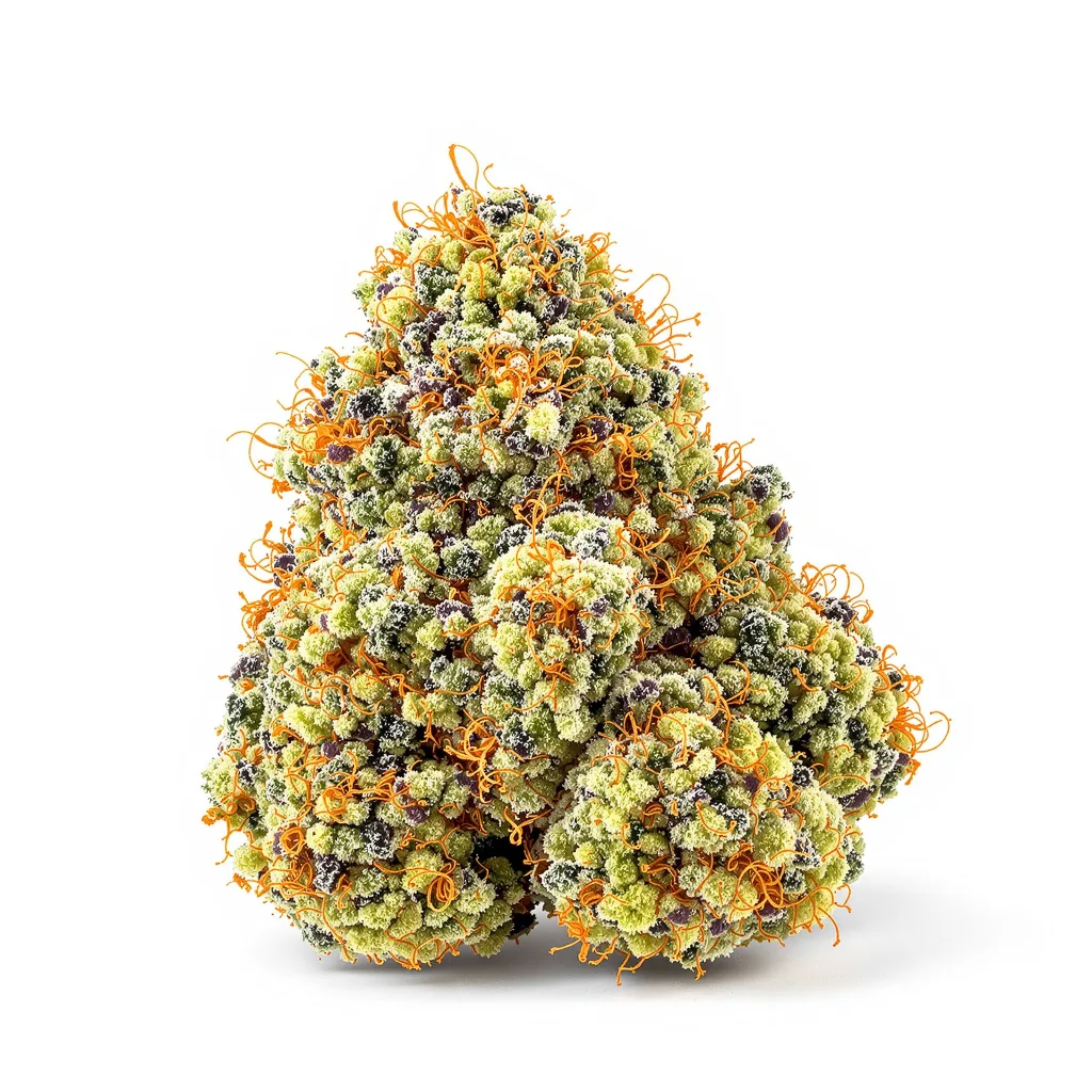 303 OG 58% indica / 42% sativa flower with visible trichomes