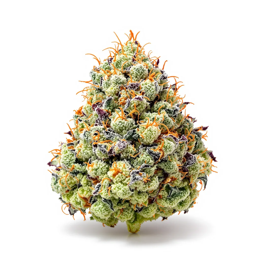 Alaska Thunderfuck 50% indica / 50% sativa flower with visible trichomes