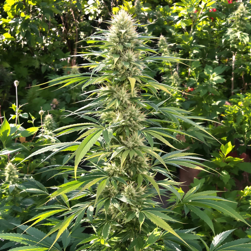 Alice In Wonderland 15% indica / 85% sativa flower with visible trichomes