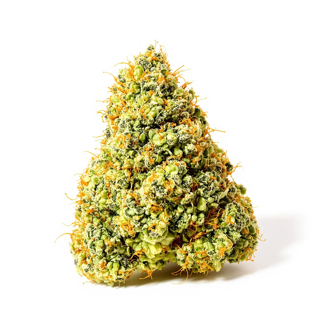Amnesia 16% indica / 84% sativa flower with visible trichomes