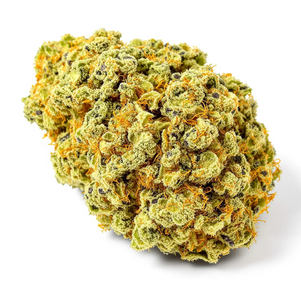 Amnesia Haze 12% indica / 88% sativa flower with visible trichomes