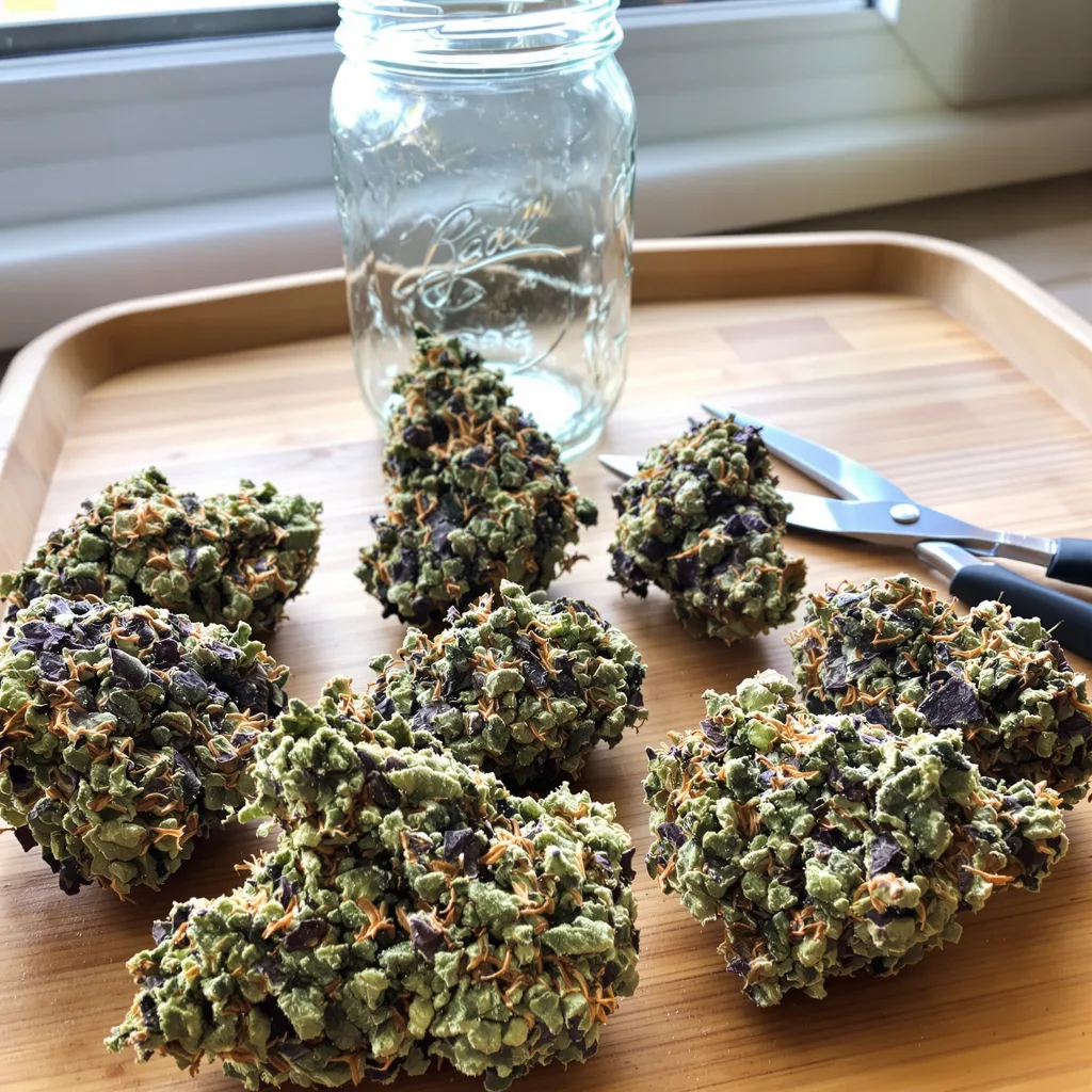 Aurora 76% indica / 24% sativa flower with visible trichomes