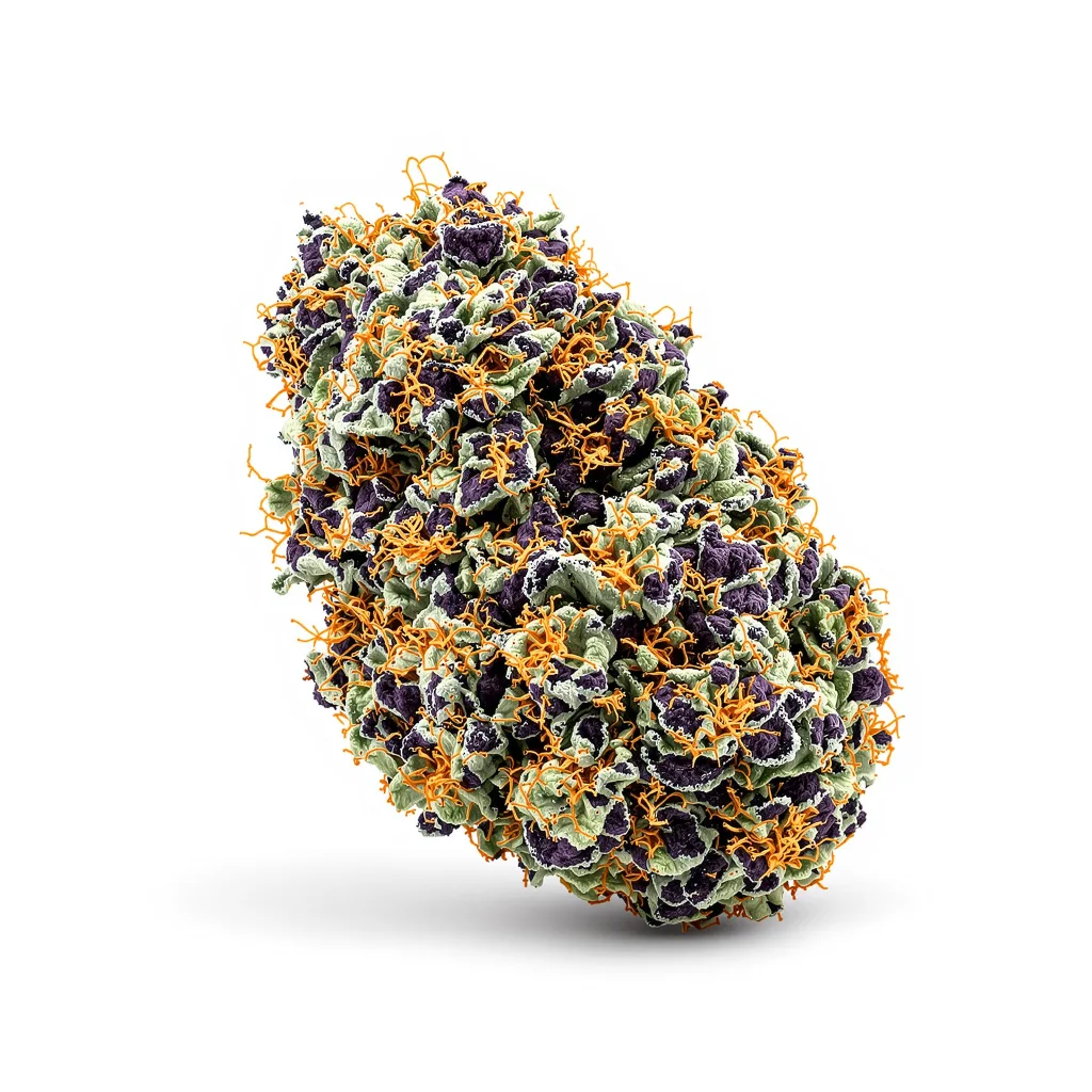B-52 65% indica / 35% sativa flower with visible trichomes