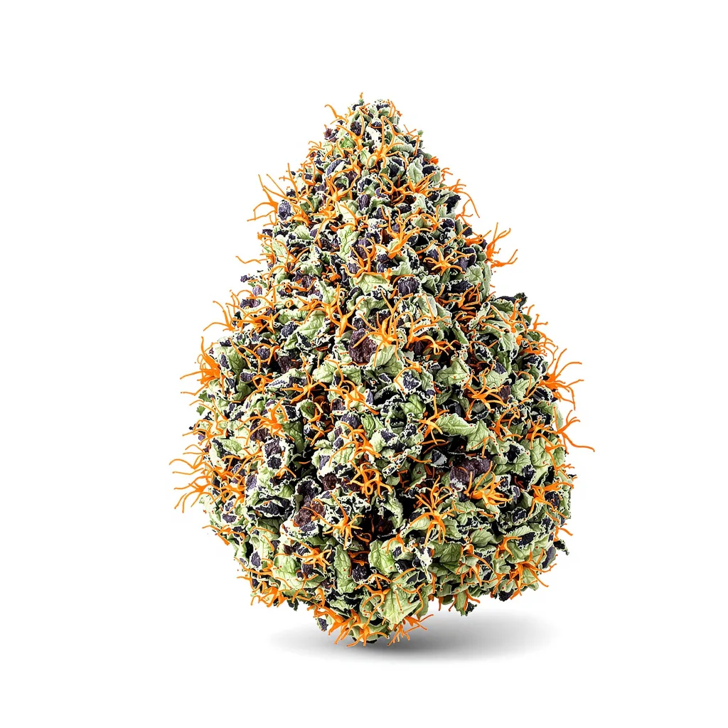 Batman OG 84% indica / 16% sativa flower with visible trichomes