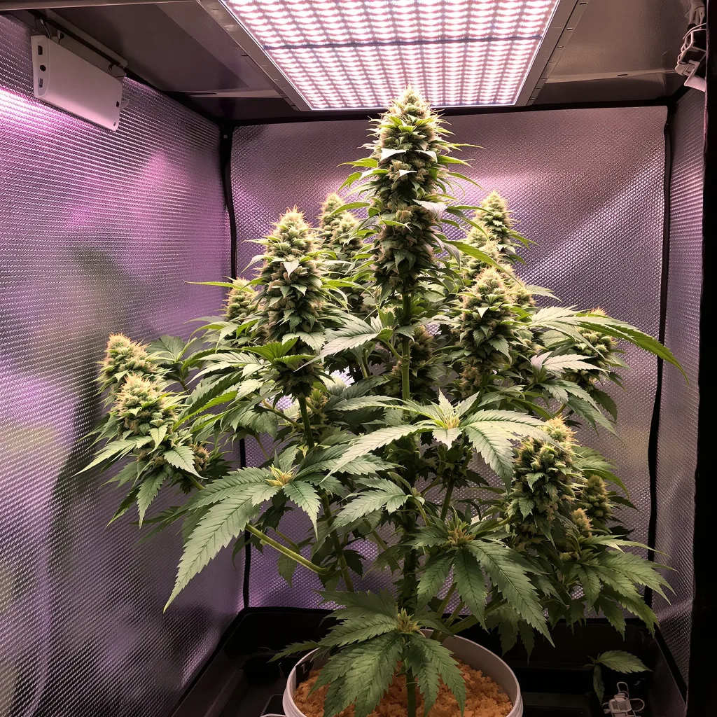 Big Buddha Cheese cannabis plant in flowering stage — 90-120 cm. Medium autoflower