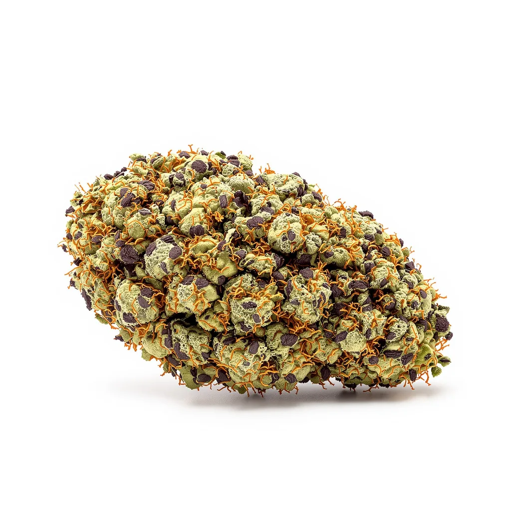 Big Cheese 84% indica / 16% sativa flower with visible trichomes