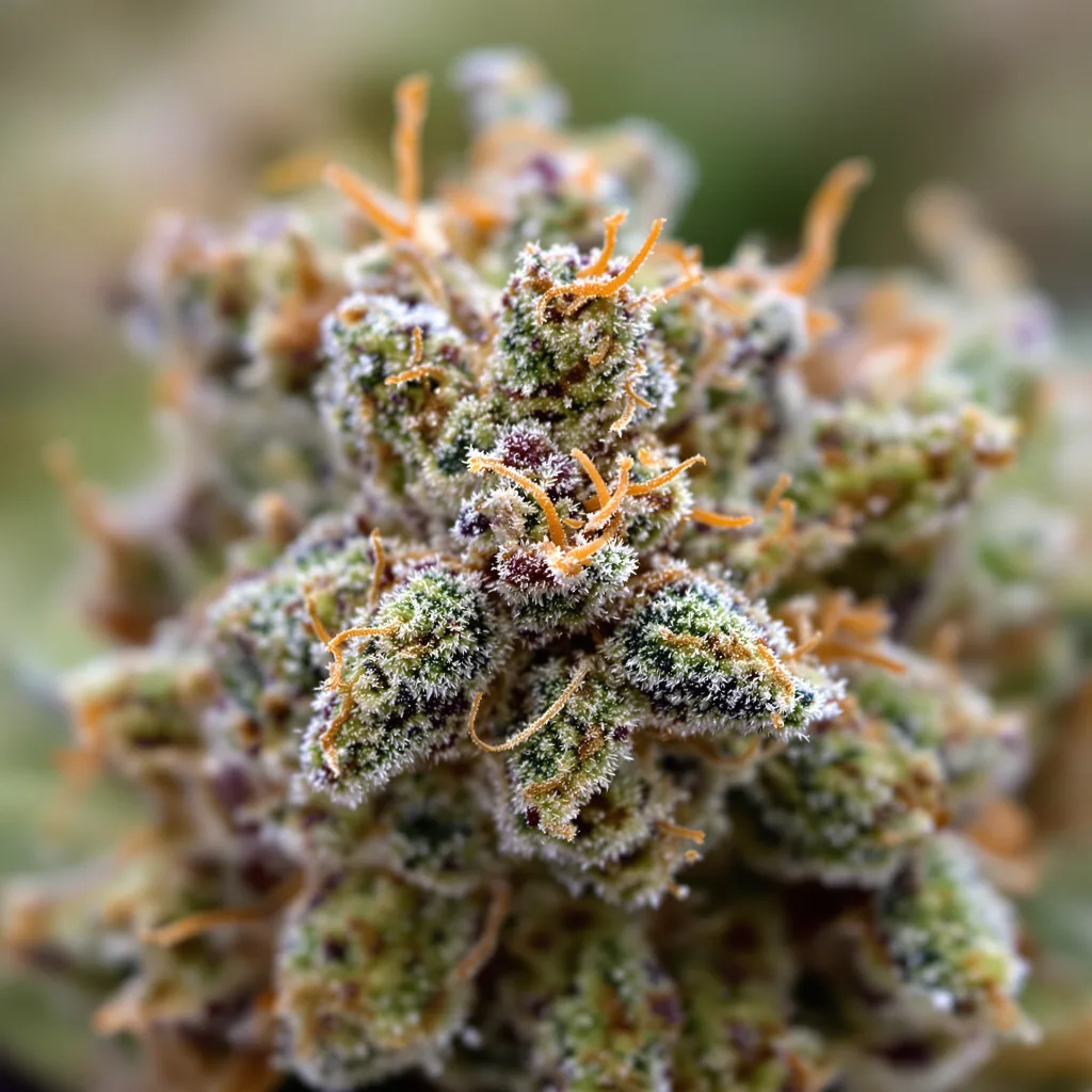 Black Betty cannabis bud close-up showing balanced bud structure with frosted trichomes