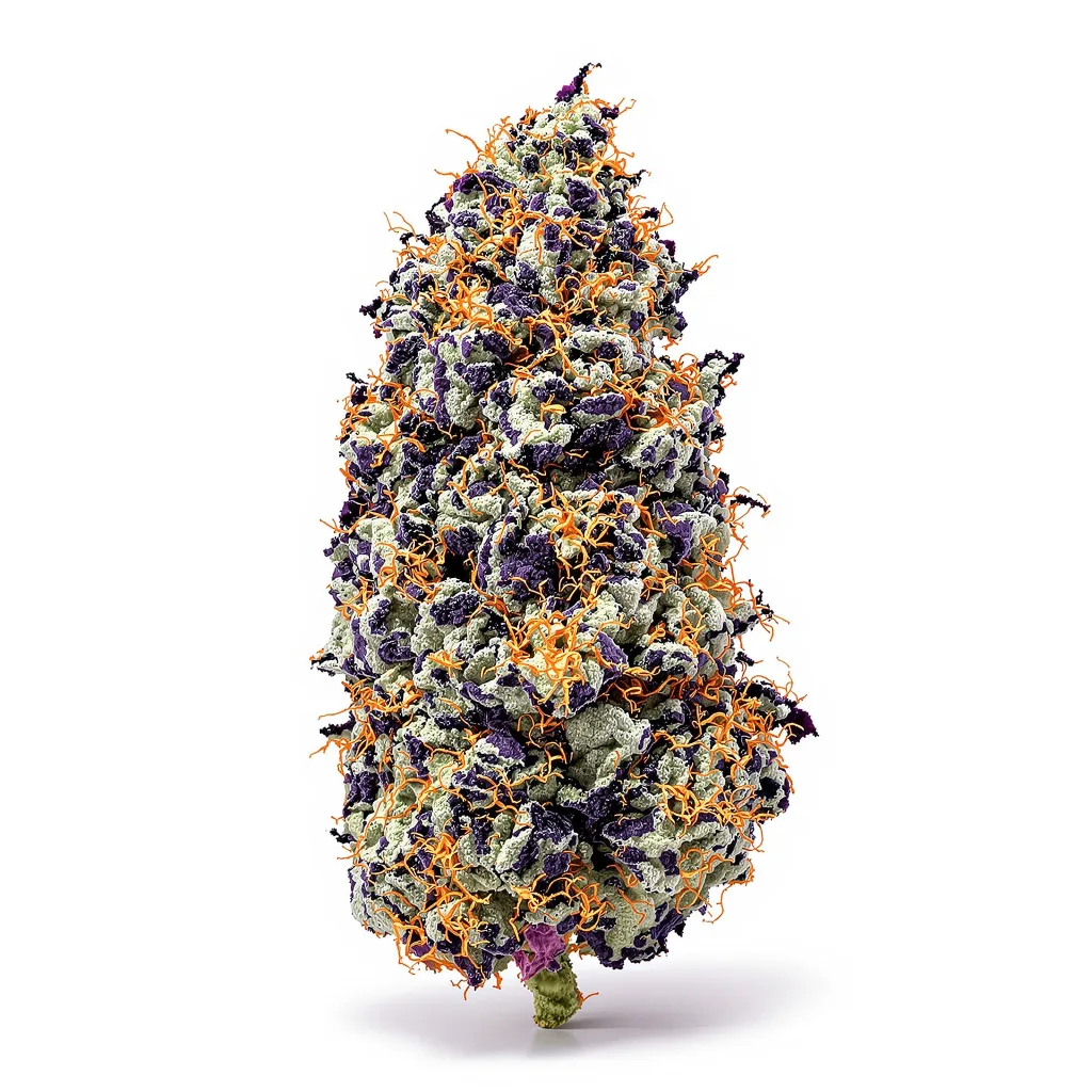 Black Tuna 74% indica / 26% sativa flower with visible trichomes