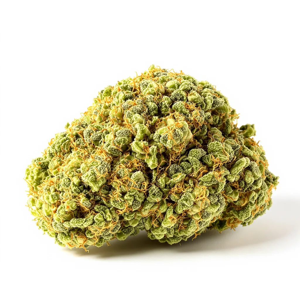 Blue Dream 19% indica / 81% sativa flower with visible trichomes