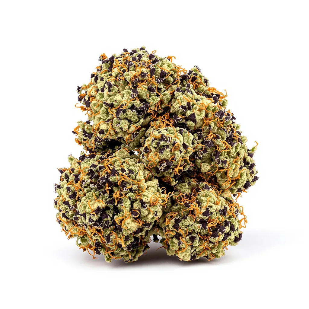 Bubba Kush 80% indica / 20% sativa flower with visible trichomes