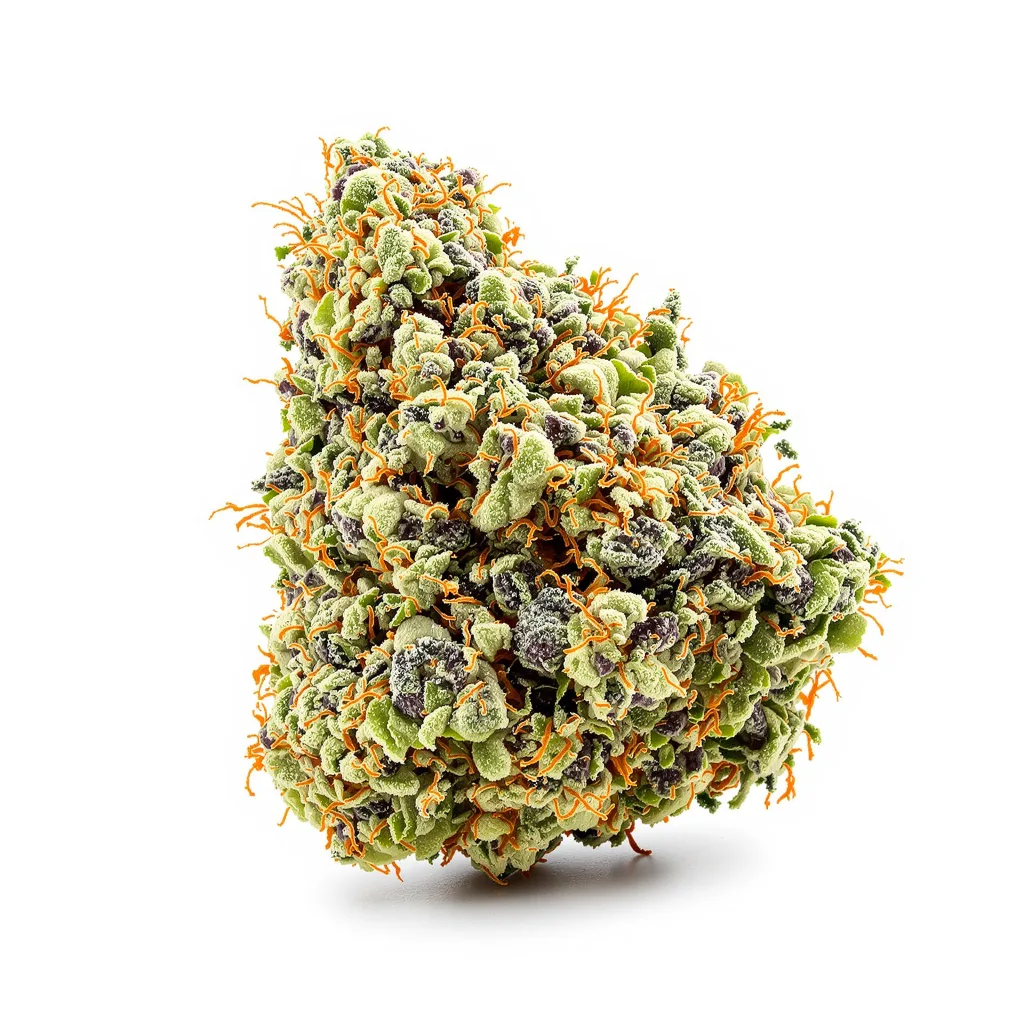 Cadillac Purple 60% indica / 40% sativa flower with visible trichomes