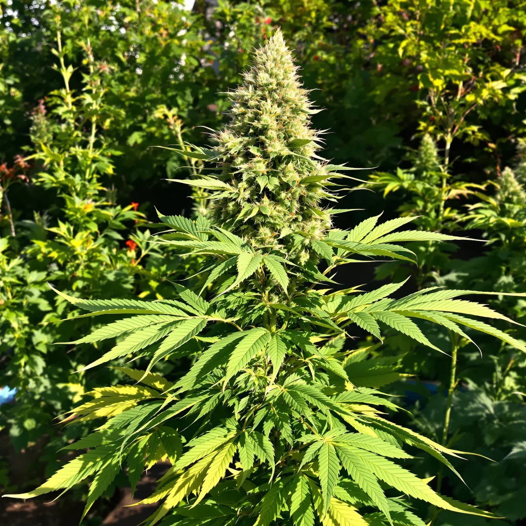 CBD Blue Shark 49% indica / 51% sativa flower with visible trichomes