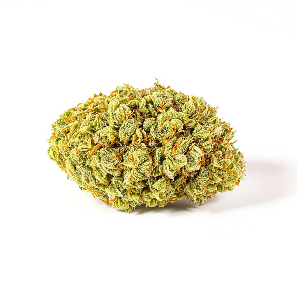 CBD Solomatic 59% indica / 41% sativa flower with visible trichomes
