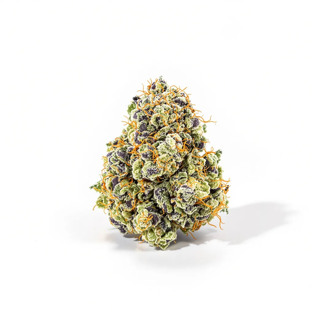 Chronic Thunder 46% indica / 54% sativa flower with visible trichomes