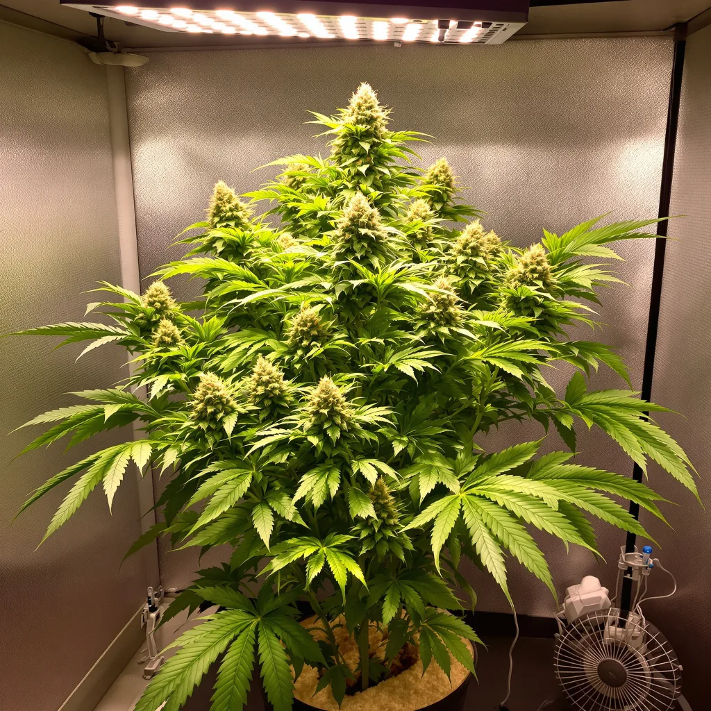 Cornbread cannabis plant in flowering stage — 90-120 cm. Medium feminised