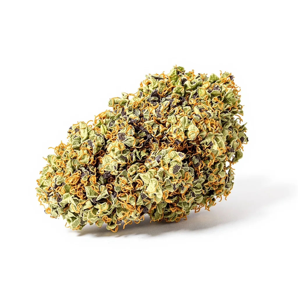 Death Star 70% indica / 30% sativa flower with visible trichomes