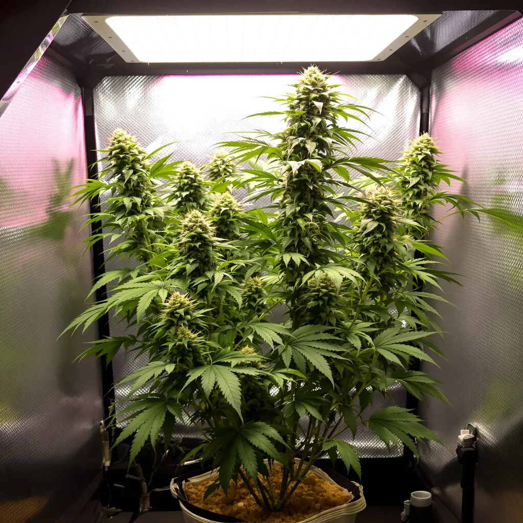Deep Purple cannabis plant in flowering stage — Short feminised