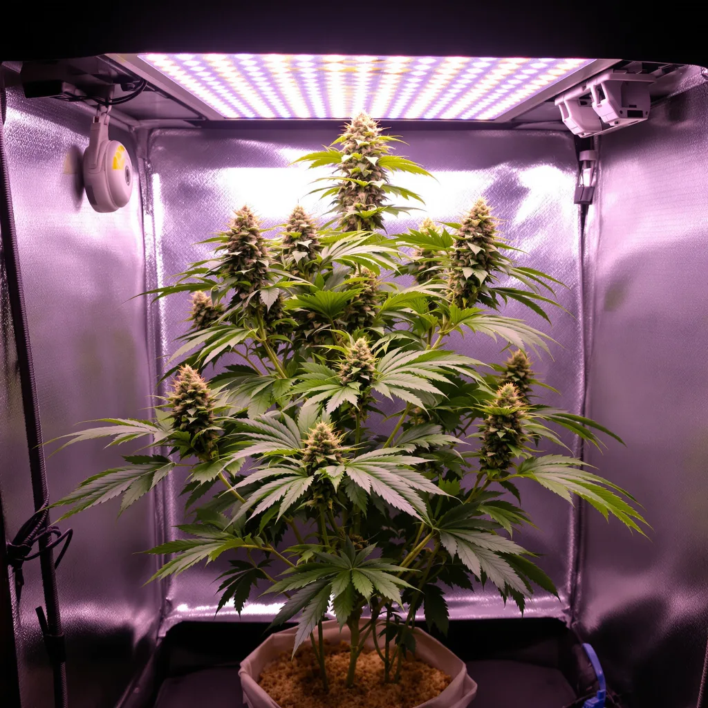 Dogwalker OG cannabis plant in flowering stage — 90-120 cm. Medium autoflower