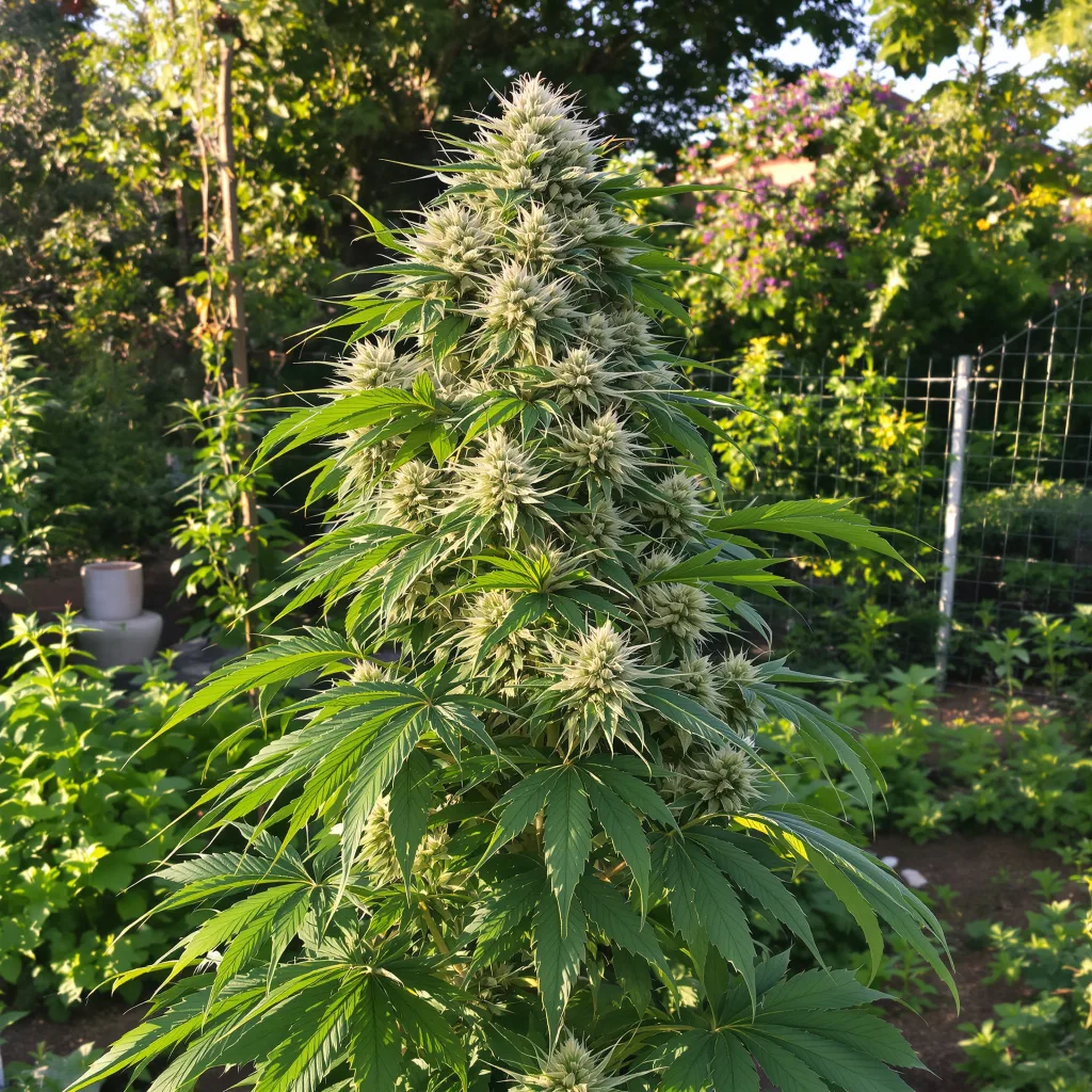 Durban Poison 50% indica / 90% sativa flower with visible trichomes