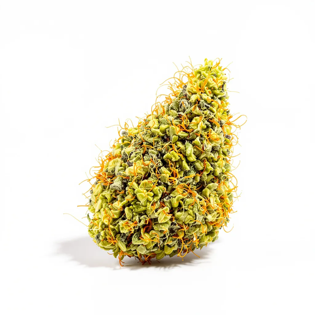 Durban Poison 50% indica / 90% sativa flower with visible trichomes