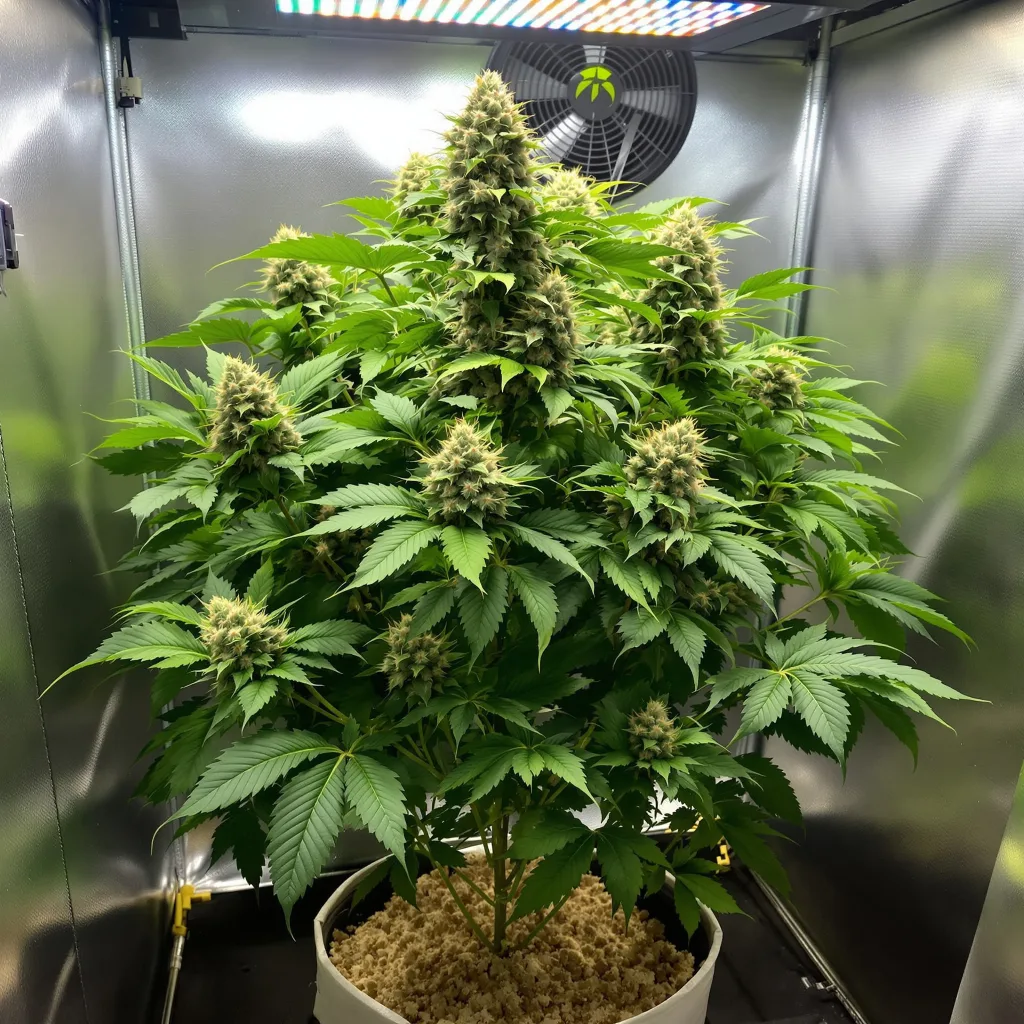 Edelweiss cannabis plant in flowering stage — 90-120 cm. Medium feminised