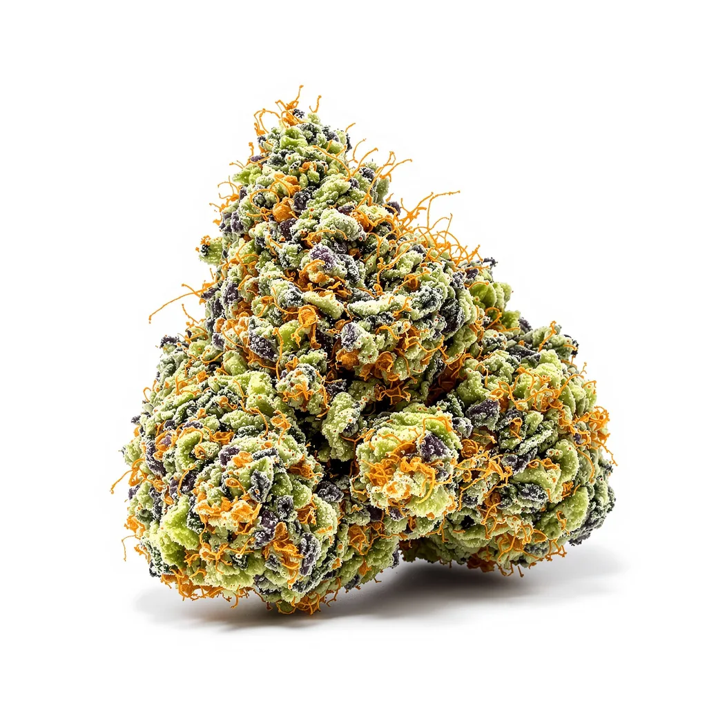 Ewok 64% indica / 36% sativa flower with visible trichomes