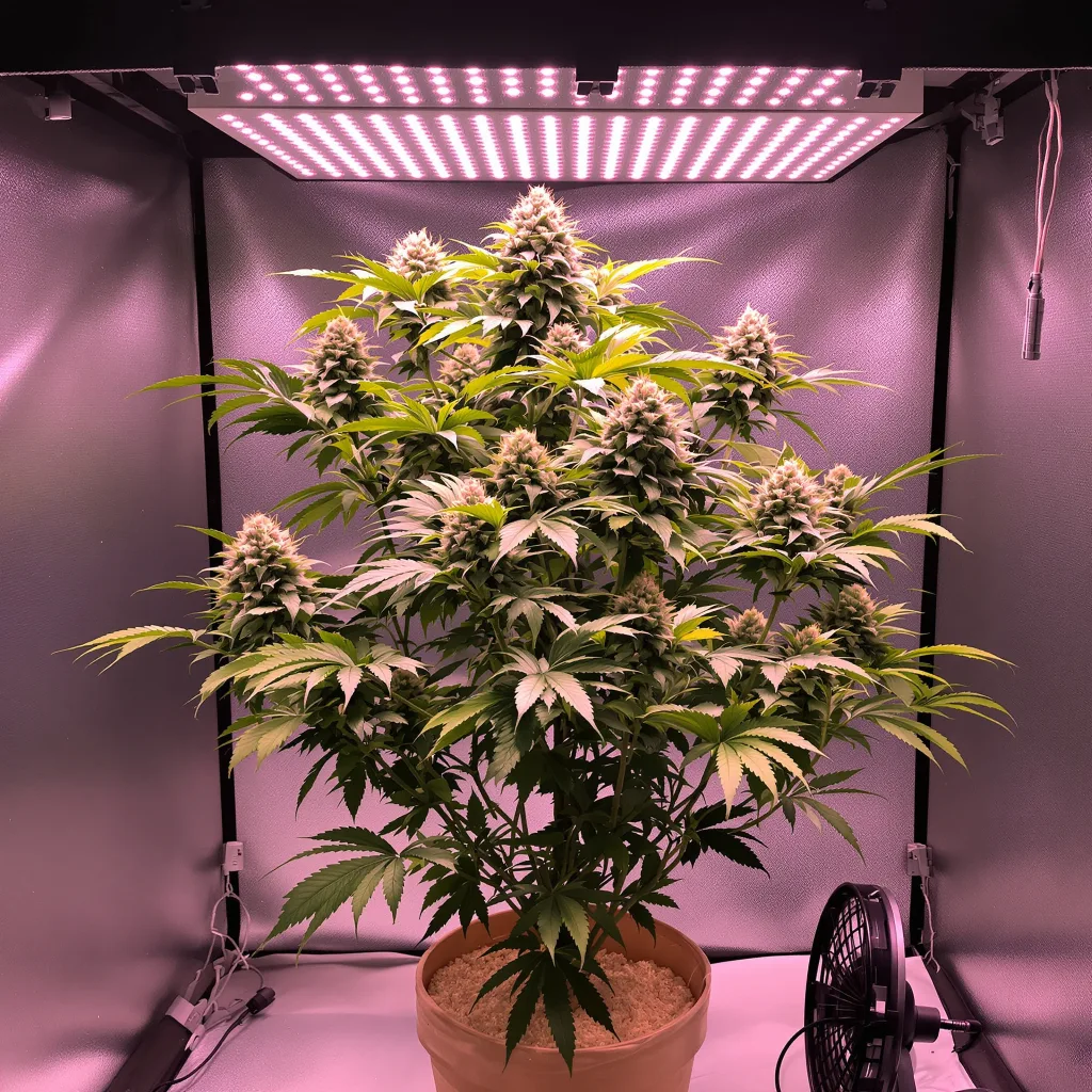 Flowerbomb Kush cannabis plant in flowering stage — Medium feminised