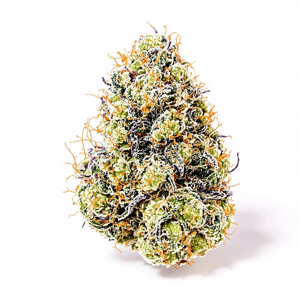 Golden Ticket 50% indica / 50% sativa flower with visible trichomes