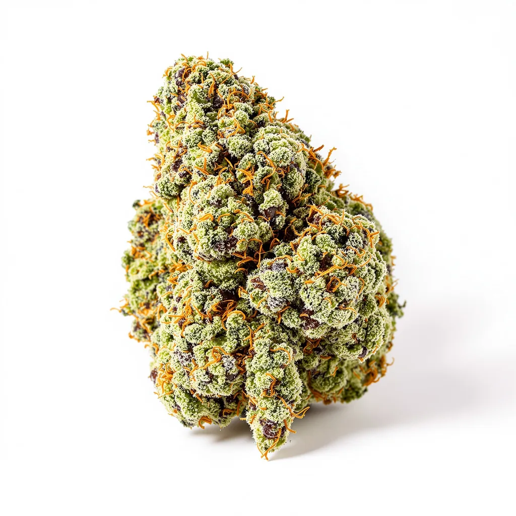 Grape Gelato 57% indica / 43% sativa flower with visible trichomes