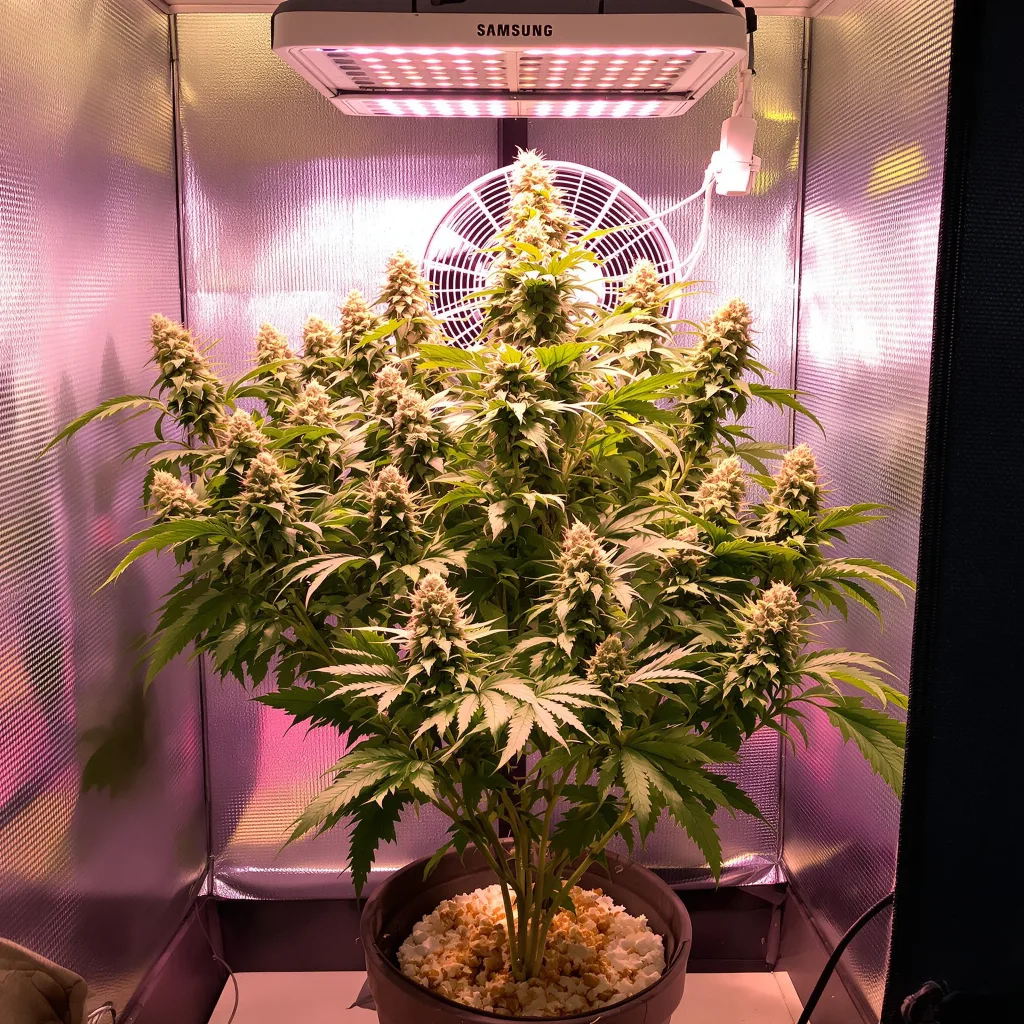 Grape God cannabis plant in flowering stage — Short feminised