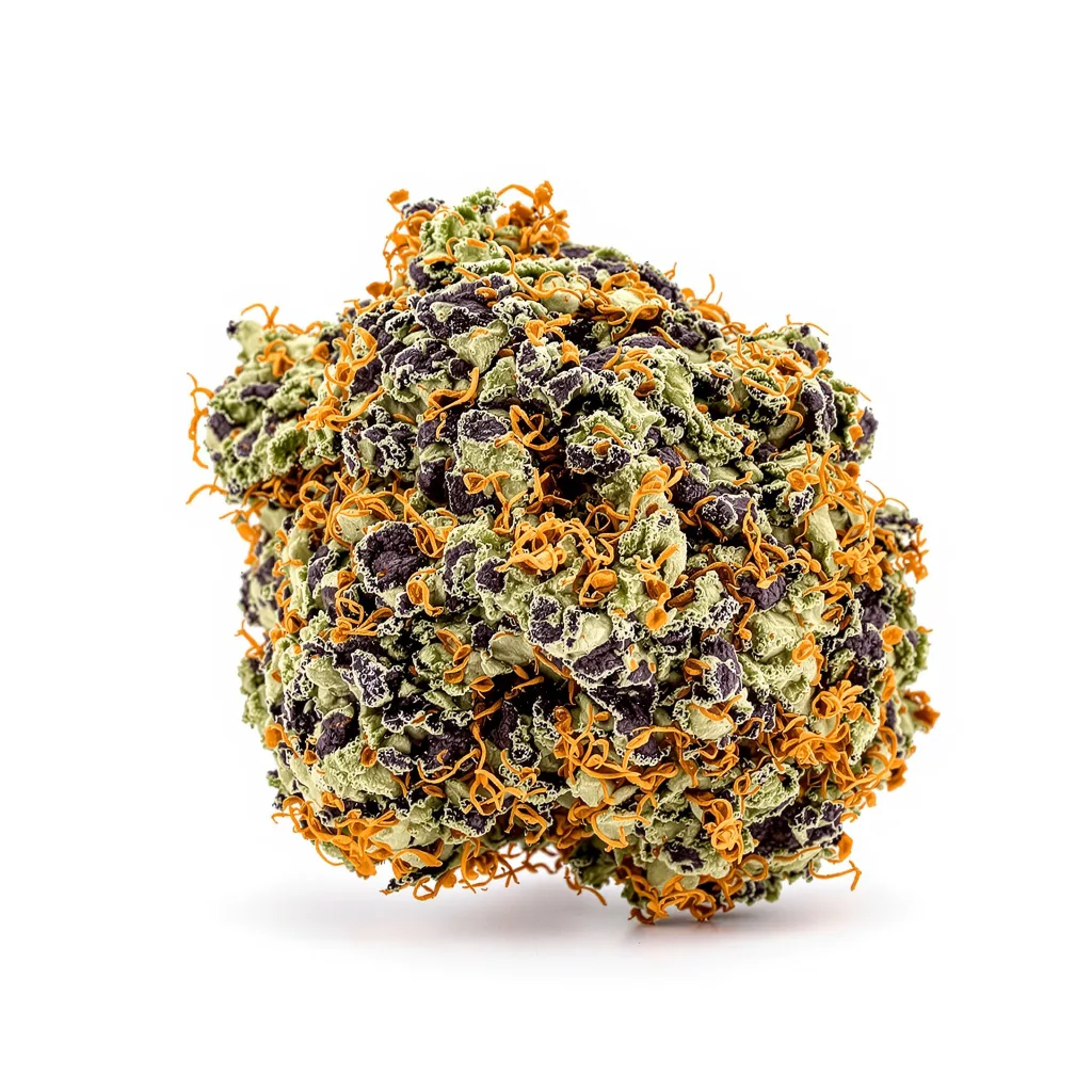Grape OX 71% indica / 29% sativa flower with visible trichomes