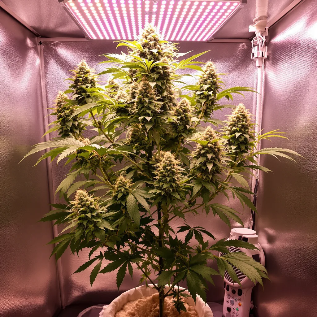 Grease Monkey cannabis plant in flowering stage — 100–140 cm autoflower