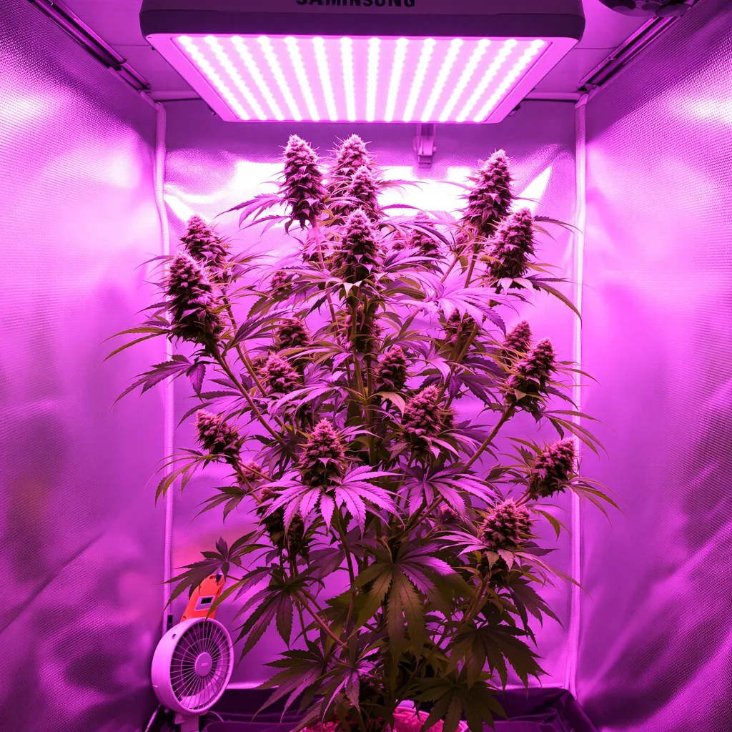 Green Avenger cannabis plant in flowering stage — Short feminised