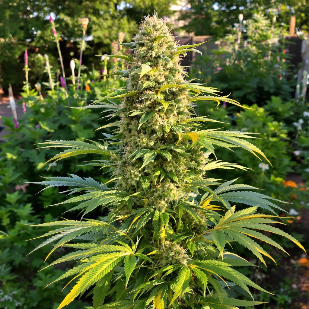 Green Door Kush 36% indica / 64% sativa flower with visible trichomes