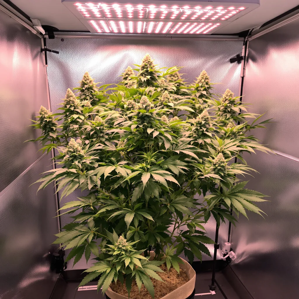 Grimace cannabis plant in flowering stage — 90-120 cm. Medium feminised