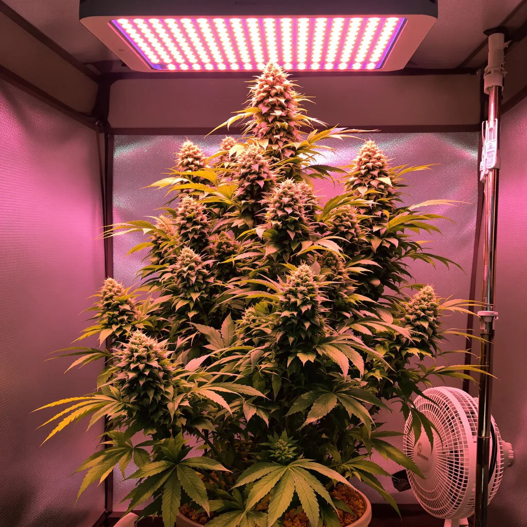 Han Burger cannabis plant in flowering stage — 50–140 cm feminised