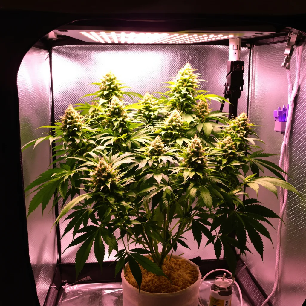 Hashberry cannabis plant in flowering stage — 90-120 cm. Medium feminised