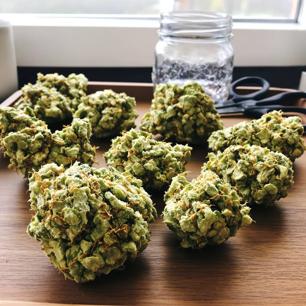 Hawaiian Dream CBD 47% indica / 53% sativa flower with visible trichomes