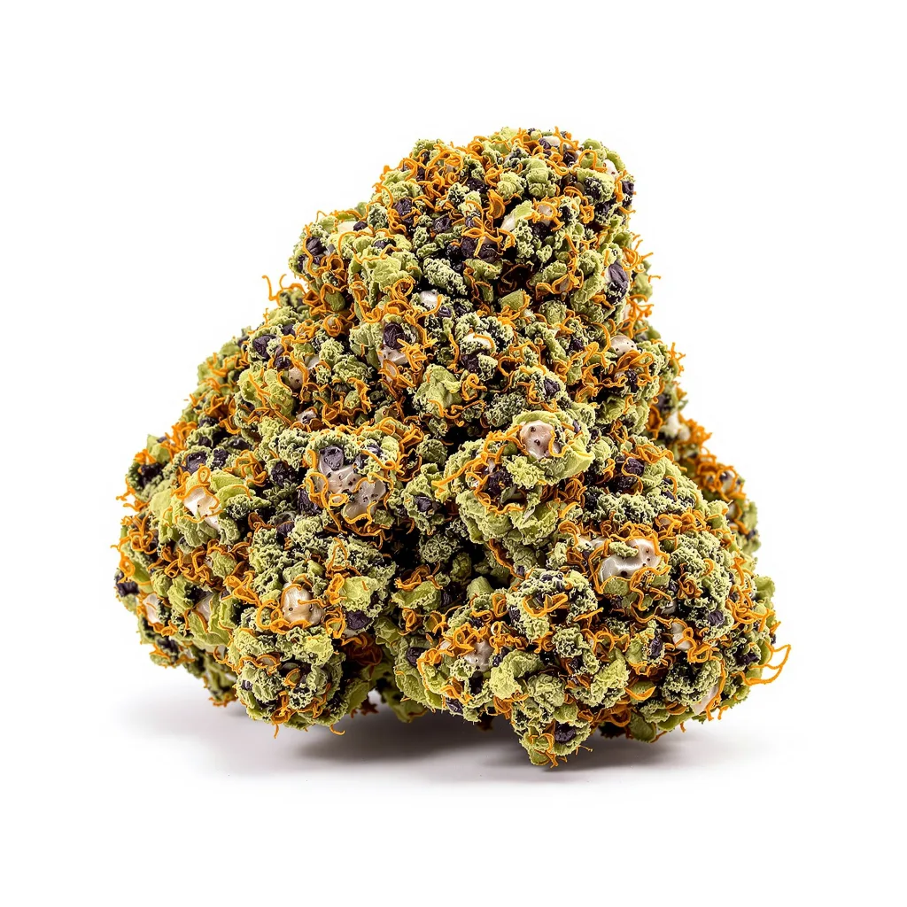 Herijuana 68% indica / 32% sativa flower with visible trichomes