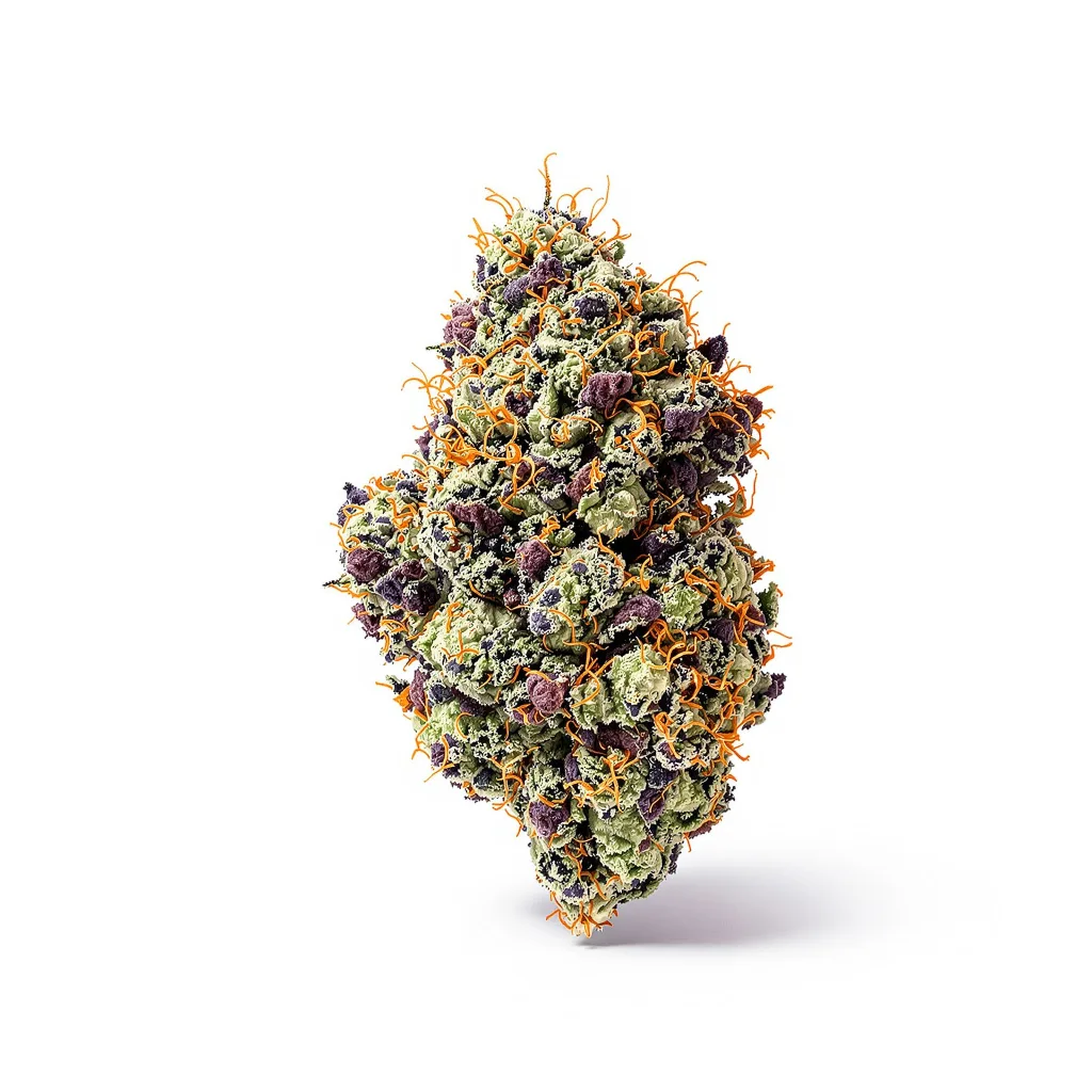 Honey Bananas 84% indica / 16% sativa flower with visible trichomes