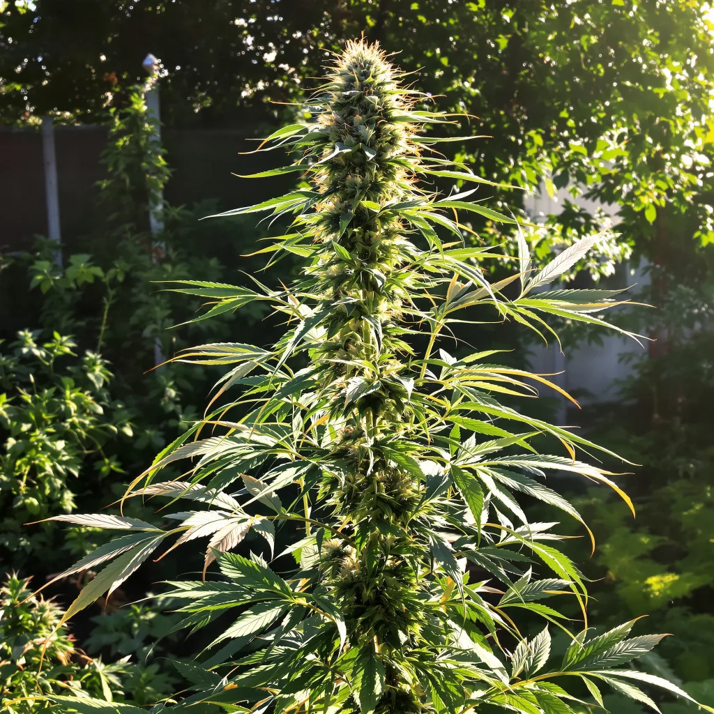 Island Sweet Skunk 25% indica / 75% sativa flower with visible trichomes