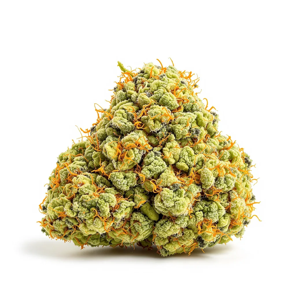 Jet Fuel 30% indica / 70% sativa flower with visible trichomes