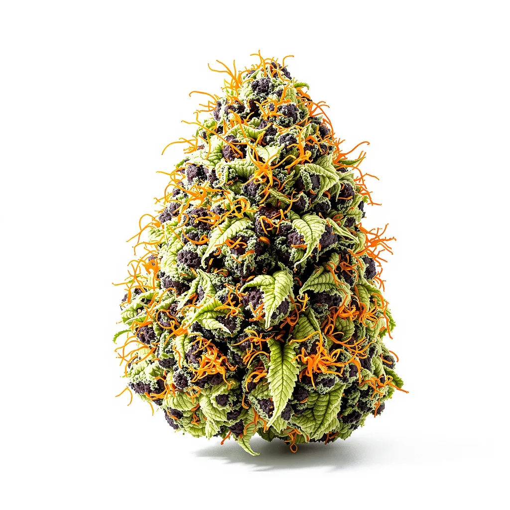 Josh D OG 76% indica / 24% sativa flower with visible trichomes