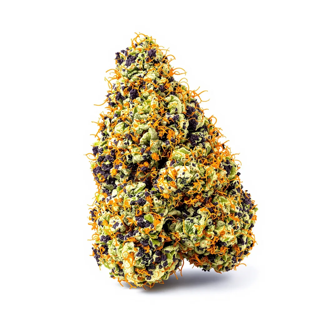 Katsu Kush 84% indica / 16% sativa flower with visible trichomes