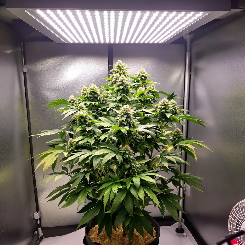 Kelly Hill Gold cannabis plant in flowering stage — 90-120 cm. Medium feminised