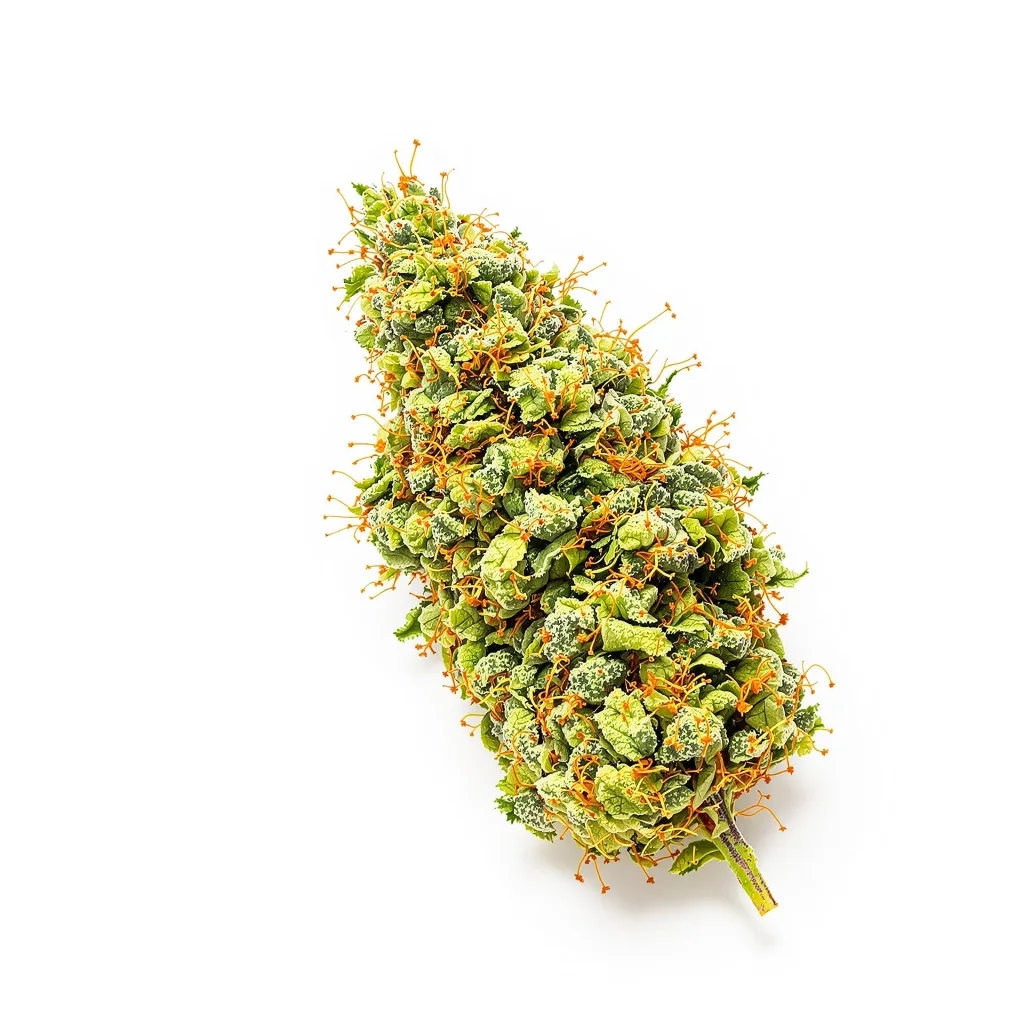 Key Lime Pie 25% indica / 75% sativa flower with visible trichomes