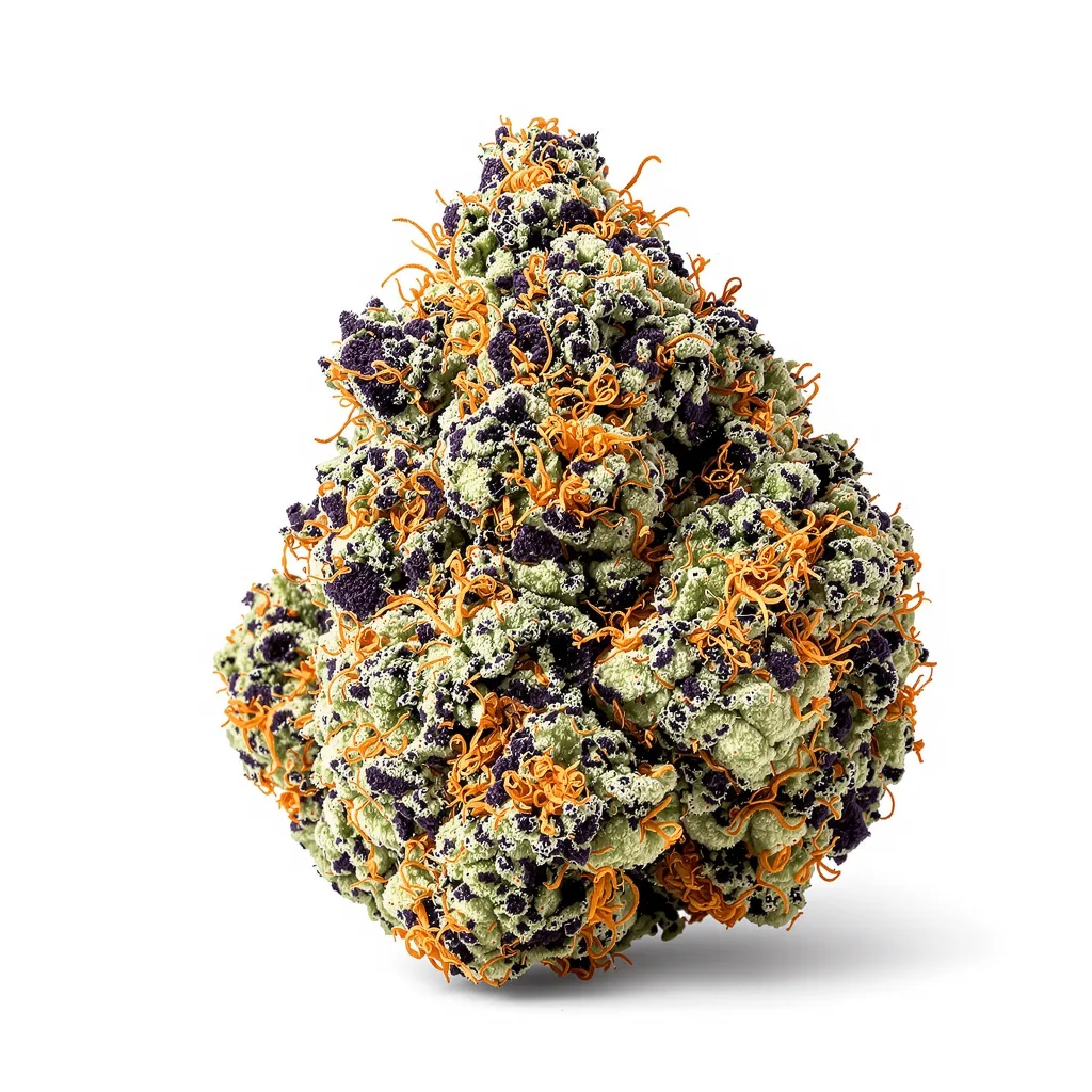 Kushberry 75% indica / 25% sativa flower with visible trichomes