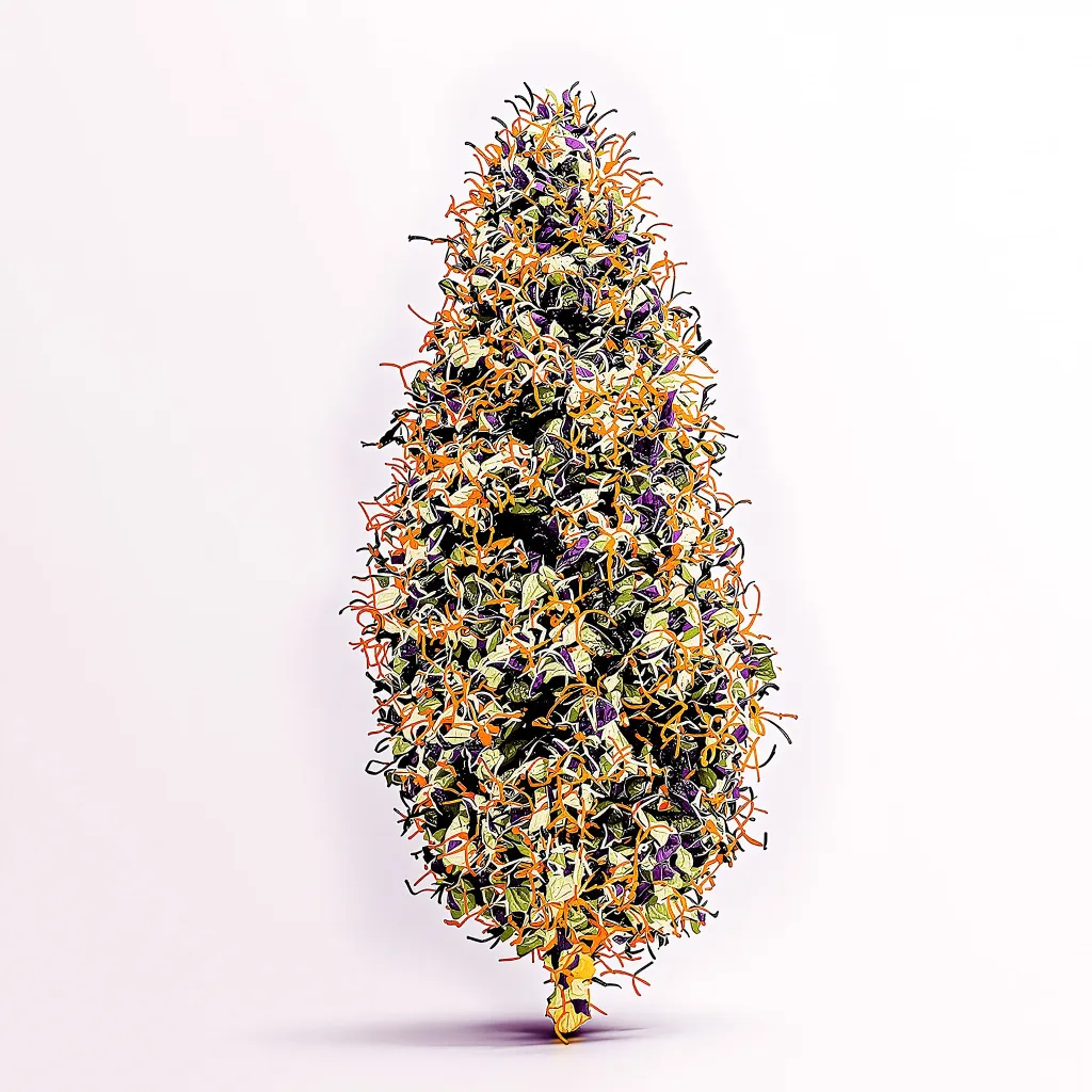 Lavender Jones 70% indica / 30% sativa flower with visible trichomes
