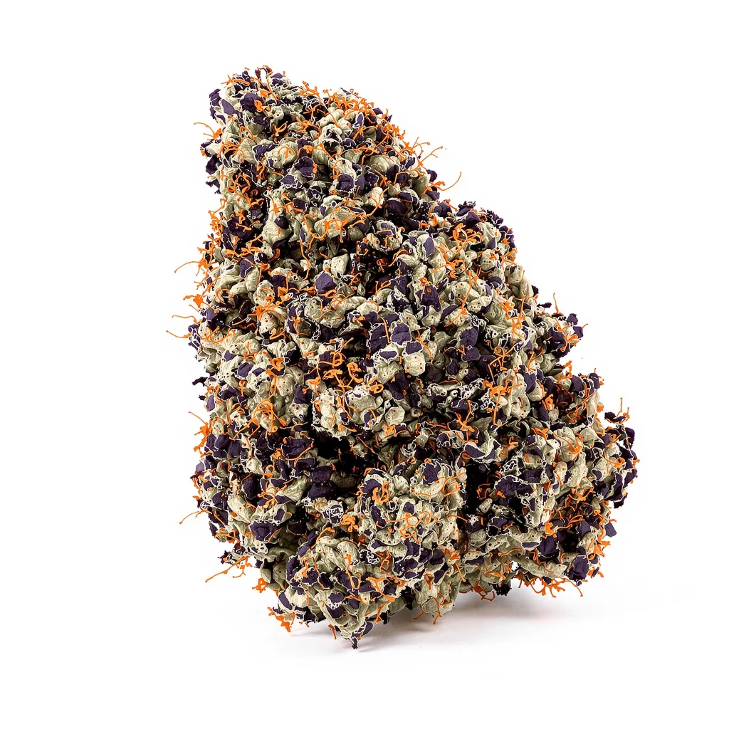 Lemon Daddy 68% indica / 32% sativa flower with visible trichomes